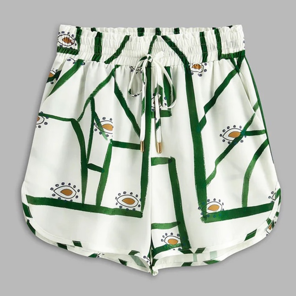 Flash Sale Commense Print Drawstring Shorts Set - Picture 12 of 15